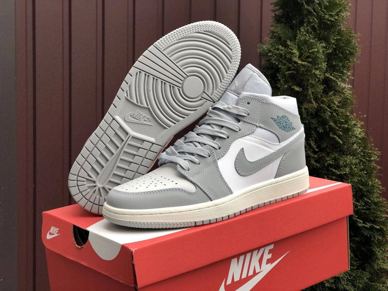 

Кроссовки мужские Nike Air Jordan 1 Retro, найк аир джордан высокие серые кожа 42-26.6 см, Серый