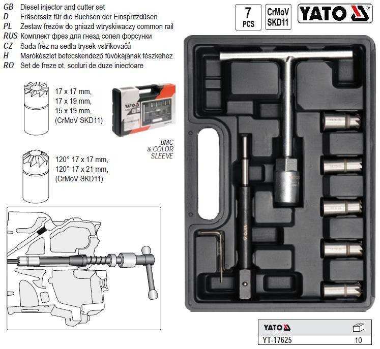 

Набор фрез YATO Польща для гнезд сопел форсунки 7 предметов YT-17625