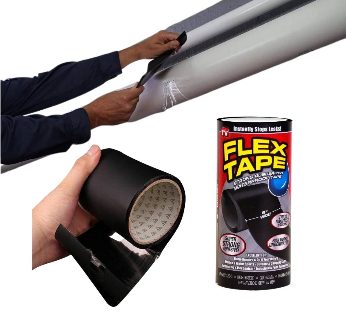 

Прочная водостойкая лента Flex Tape 30х150см водонепроницаемая пленка, Черный