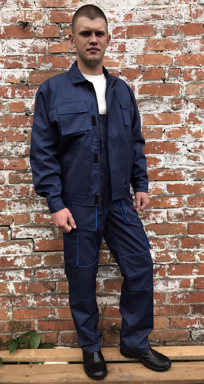 

Костюм рабочий с полукомбинезоном "Атлант" синий, спецодежда рабочая 52-54