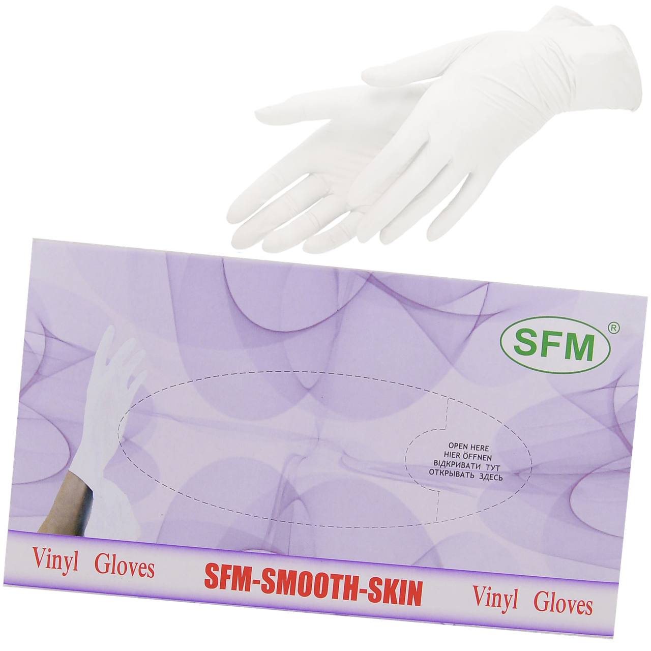 

Перчатки виниловые ХL неопудренные прозрачные SFM 100 шт., Прозрачный