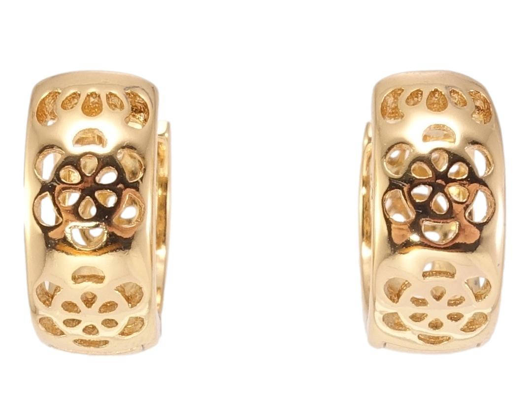 

Серьги Xuping Позолота 18K колечки "Резной цветочный орнамент"
