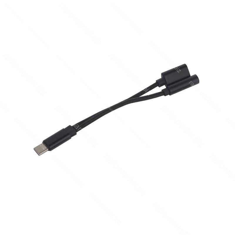 

Переходник шт. type C - гн. type C + гн. jack 3.5