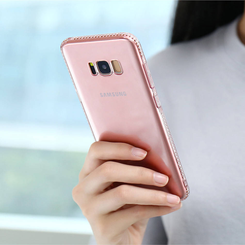

Силиконовый чехол для Samsung Galaxy S8 Plus G955 со стразами, Розовый