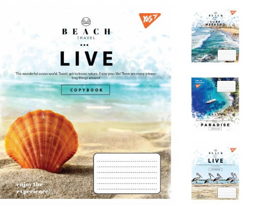 

Тетрадь 18 клетка YES Beach travel, цена за уп.25 шт, ТМ 1Вересня, Украина
