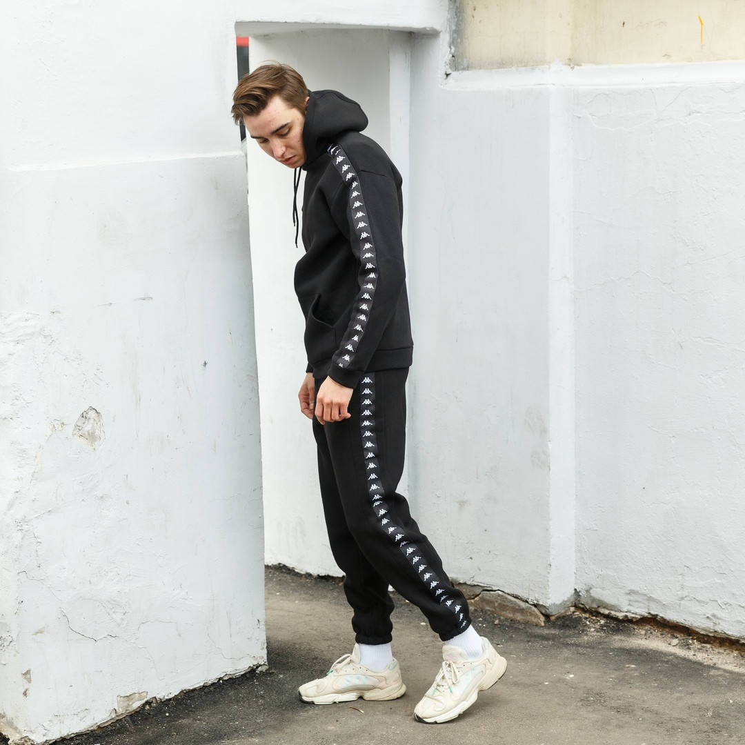 

Спортивный костюм мужской Kappa x black ЛЮКС качества осенний весенний, Черный