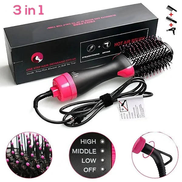 

Фен щетка для сушки волос вращающейся One Step Hair 3 в 1 плойка Стайлер для укладки SPG