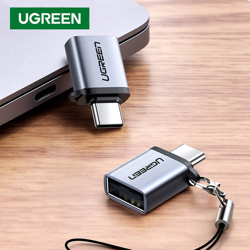 

Адаптер ОТГ Тайп-С на ЮСБ 3.0 UGREEN переходник Type-C - USB 3.0 металлический (серый)