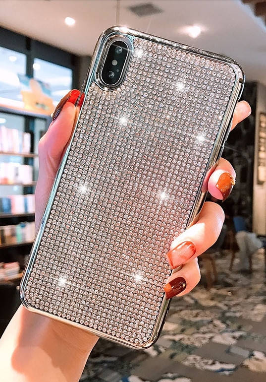 

Силиконовый чехол с камнями для Xiaomi Redmi Note 8, Серебристый