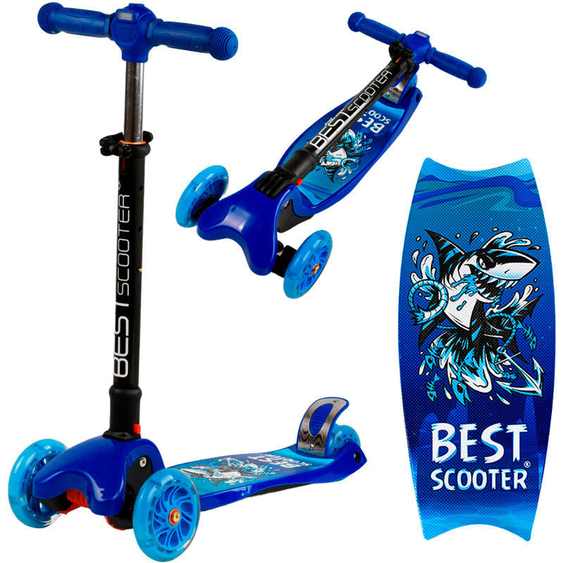 

Детский самокат MAXI "Best Scooter" L-7302, свет.колеса, фонарик, Синий