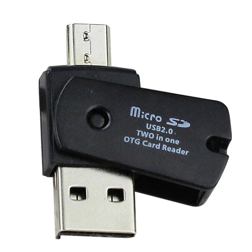 

Картридер MIcroUSB OTG USB 2.0 TF MicroSD TRY Card Reader Компактный Черный