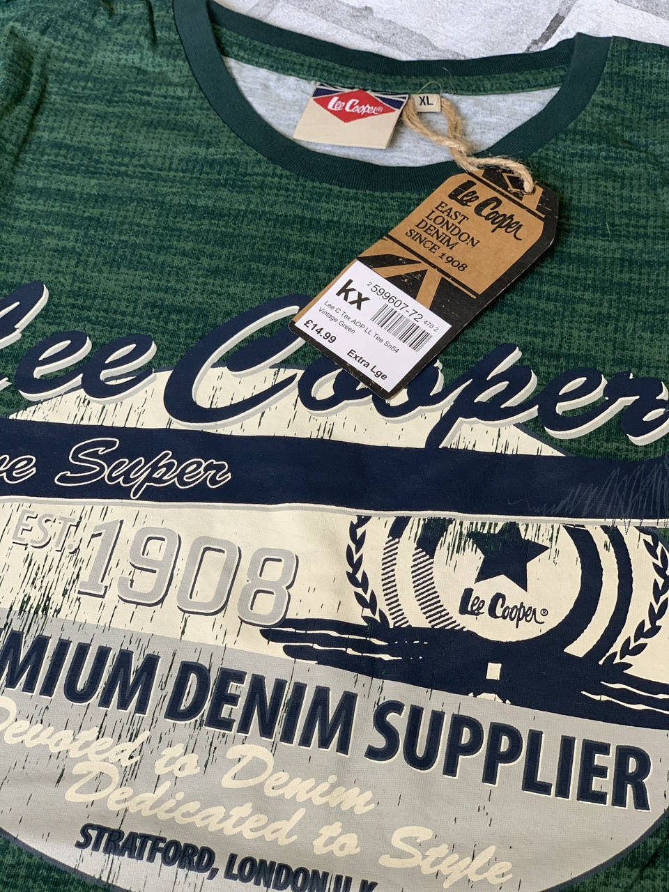 

Футболка мужская зеленая Lee Cooper (оригинал), размер L 50 52, Англия, хлопок принт прямая