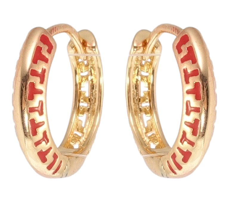 

Серьги Xuping Позолота 18K колечки "Орнамент белой и красной эмалью"