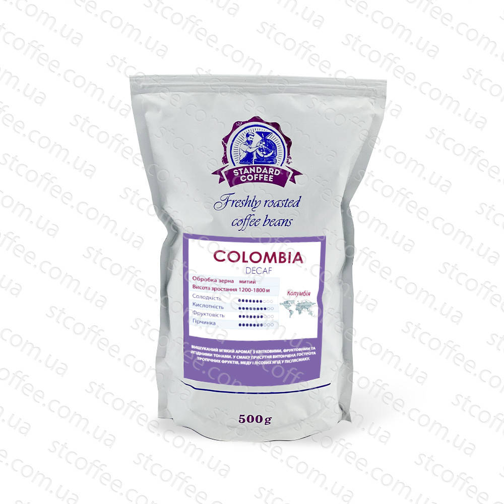 

Кофе в зернах без кофеина (декаф) Колумбия Супремо 100% арабика 500г