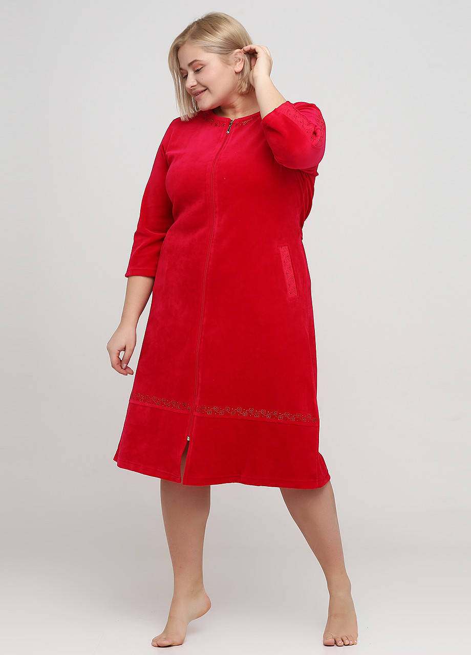 

Халат Romeo Life красный домашний велюр 3XL