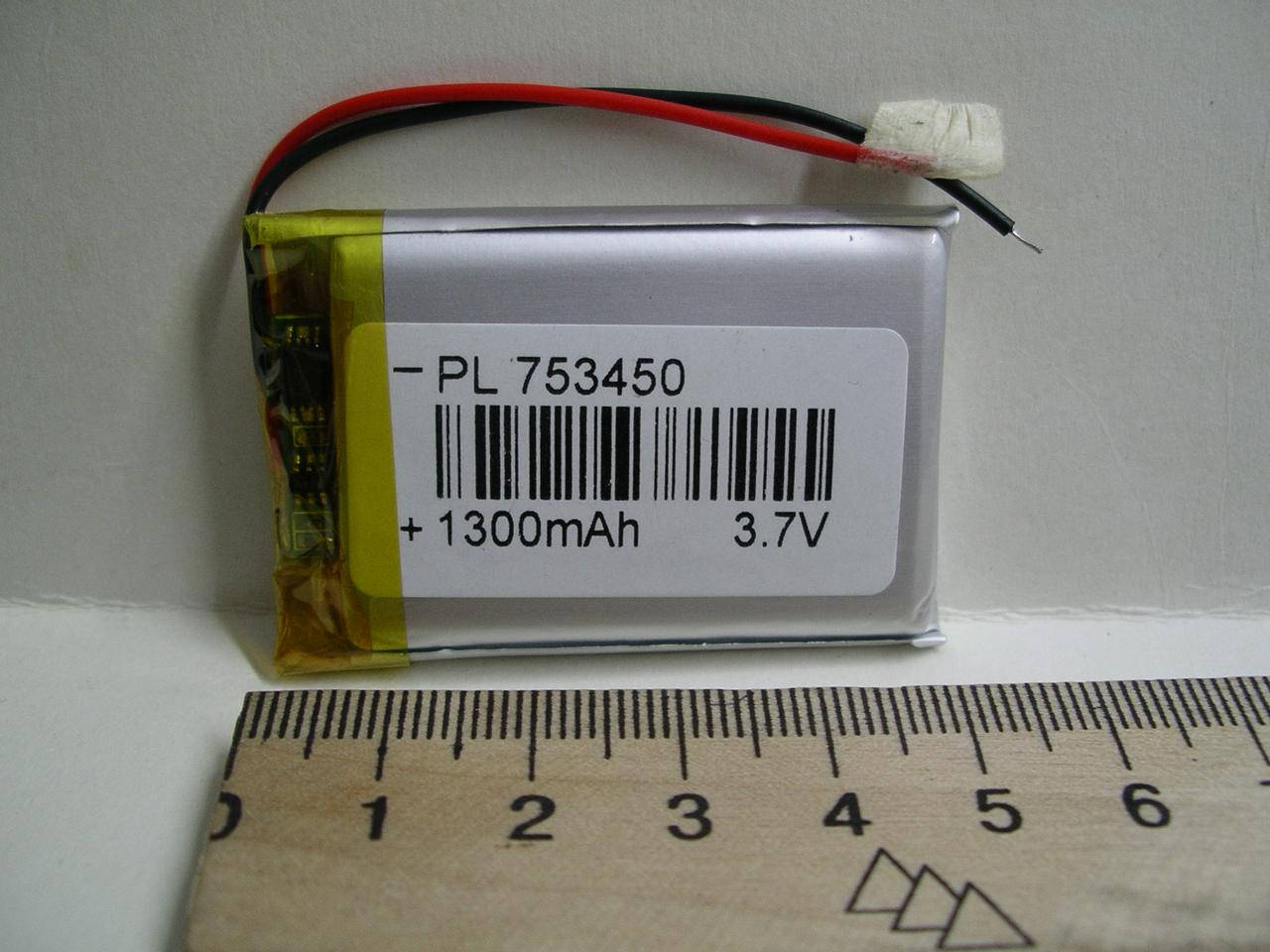 

Аккумулятор 753450 , 1300mAh 3.7V Li-pol литий-полимерный