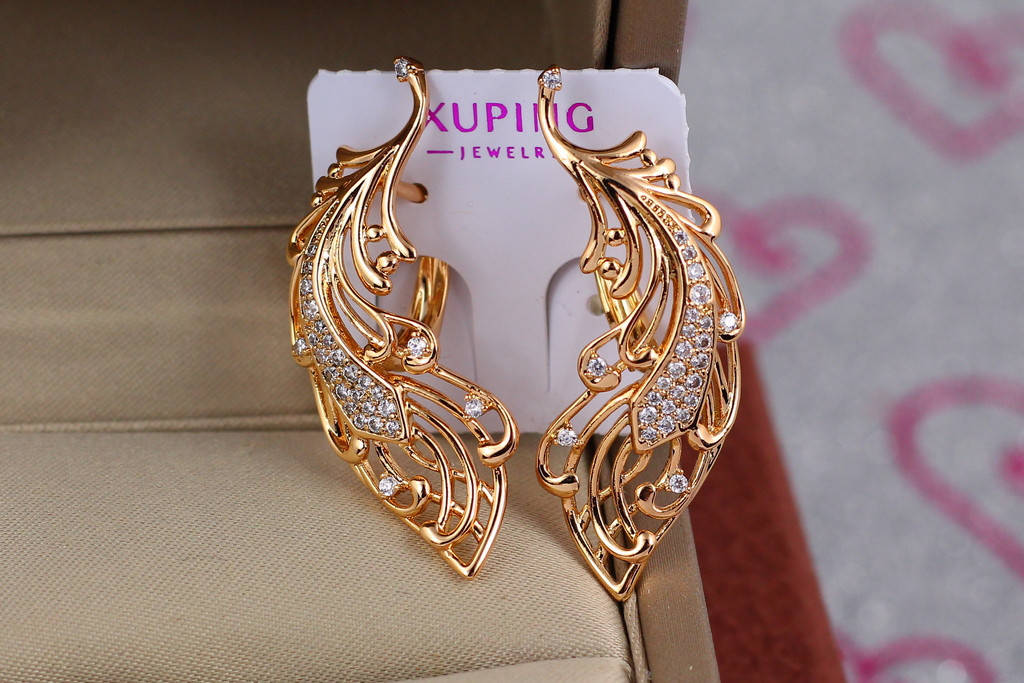 

Серьги Xuping Jewelry перо жар-птицы 3,8 см золотистые