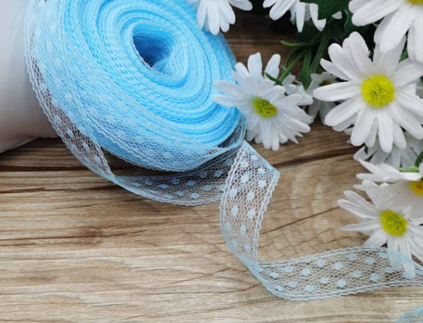 

(9 метров), Кружево сетка 1.6 см цвет - голубой, Салатовый