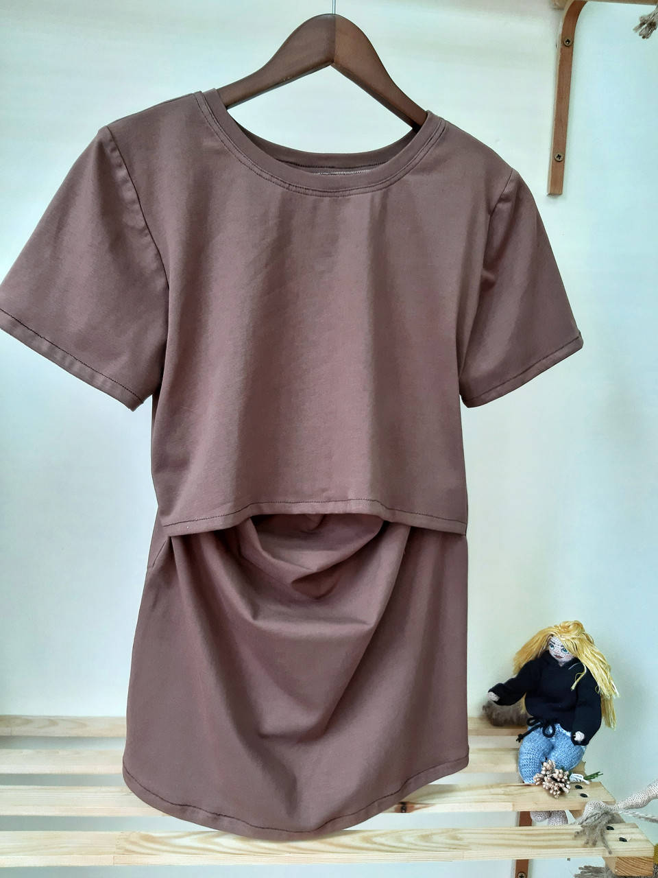 

Футболка жіноча для годування якісна трикотажна бавовняна з секретом 40-48 розміри різні кольори Шоколад, 48