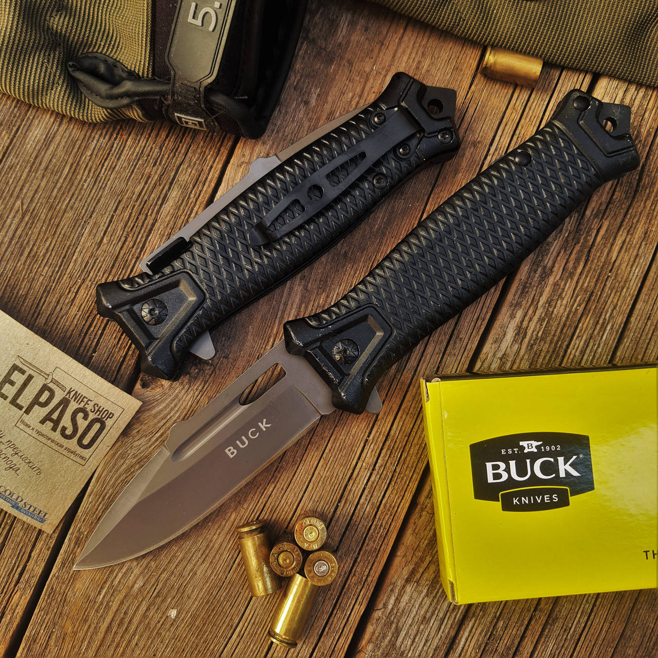 

Складной тактический нож Buck T-23 Black, ст. 8Cr13. Полуавтомат, Черный