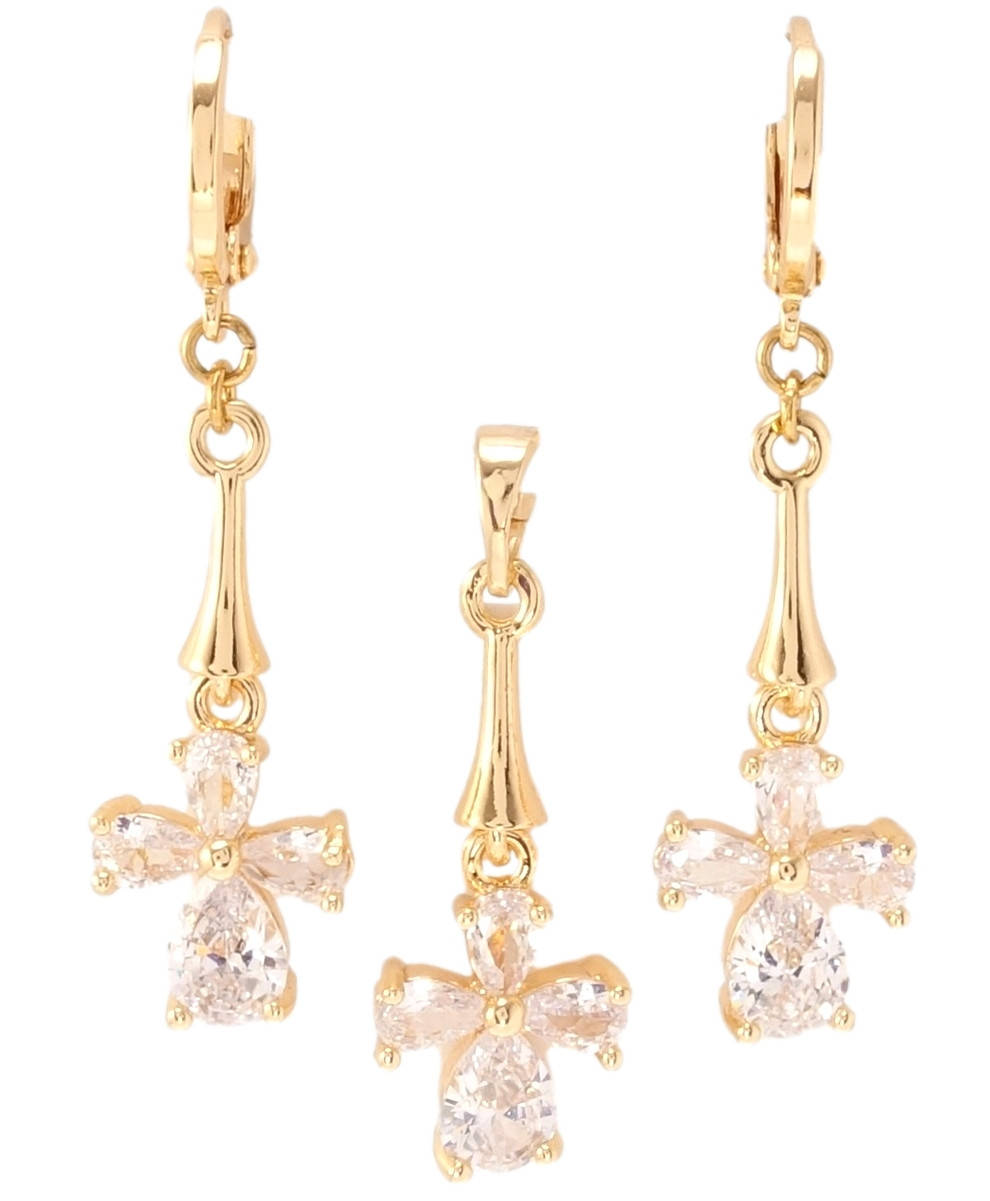 

Набор Xuping M&L желтый оттенок Серьги Кулон "Кристальные крестики"