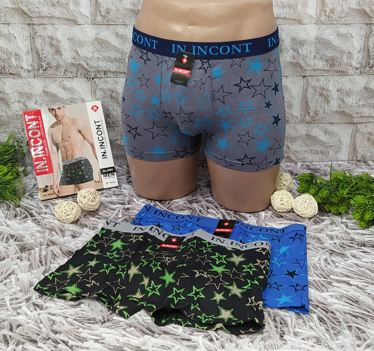 

Трусы мужские 2XL(50-52) размер боксеры хлопок Incont 8065, Разные цвета