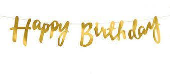 

Резная гирлянда бумажная золотая Happy Birthday для дня рождения длина 1,5 м