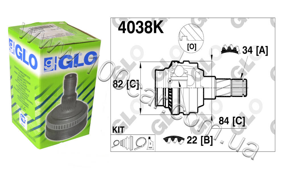 

Шрус внутренний GLO 4038K для Daewoo Lanos, Sens, Opel
