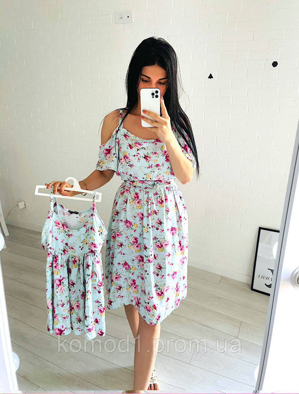 

Штапельные платья для мамы и дочки ,комплект family look