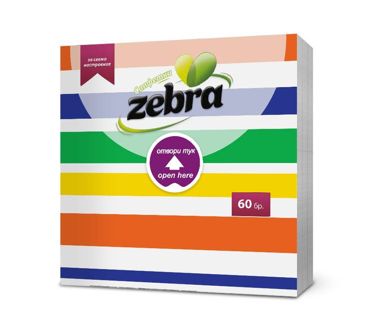 

Однослойные бумажные салфетки Zebra Stripes 60 шт