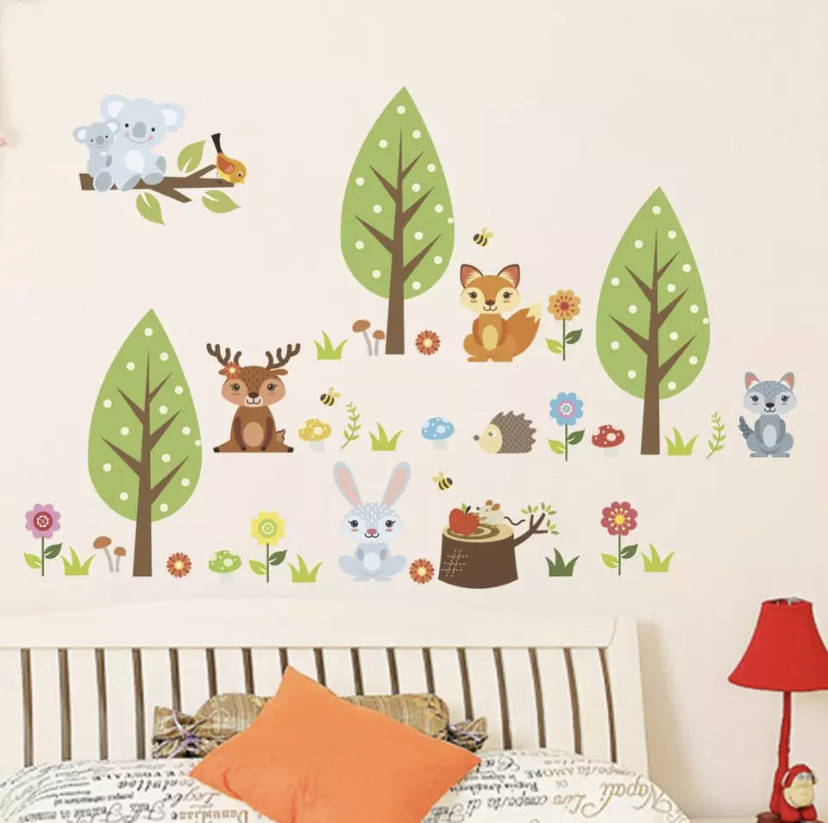 

Интерьерная виниловая наклейка на стену в детскую комнату Лес и Лесные звери ZYPA 865, Коричневый