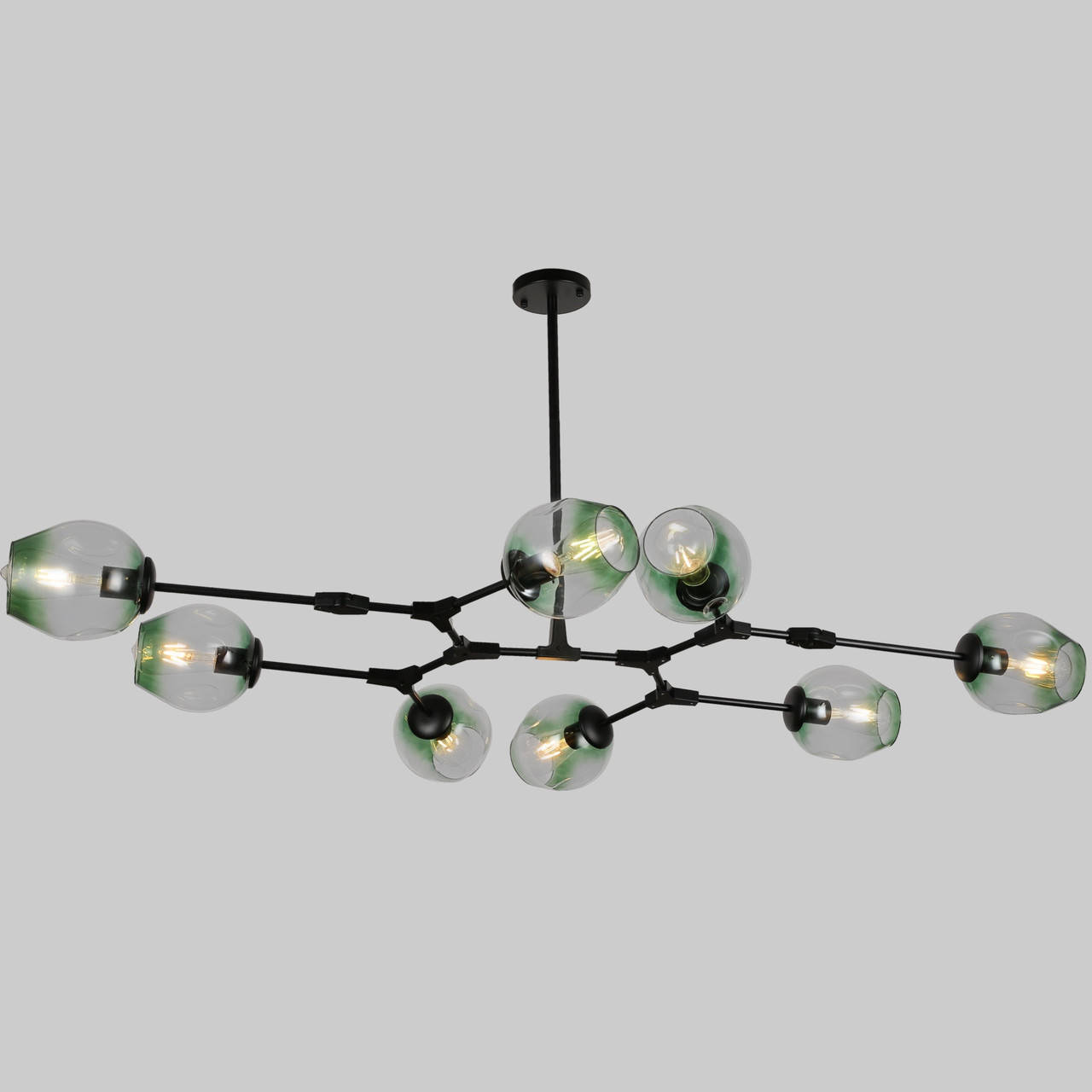 

Чёрная люстра на 8 зелёных молекул (52-L7731-8 BK+GR), Черный