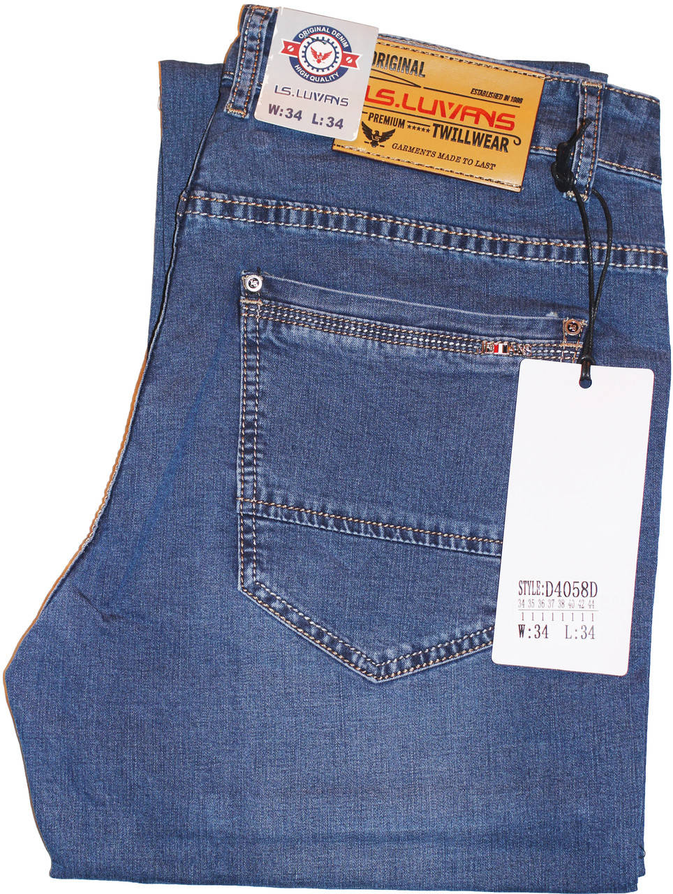 

Джинсы мужские классические, летние, синие LS.Luvans, W34 L34 Стрейч.