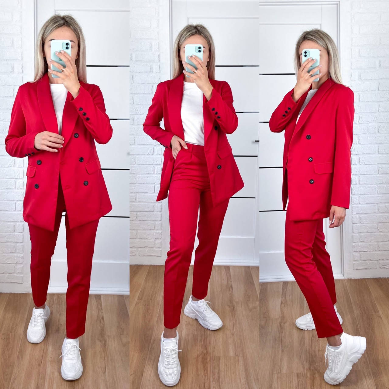 

Молодежный брючный костюм женский, Красный