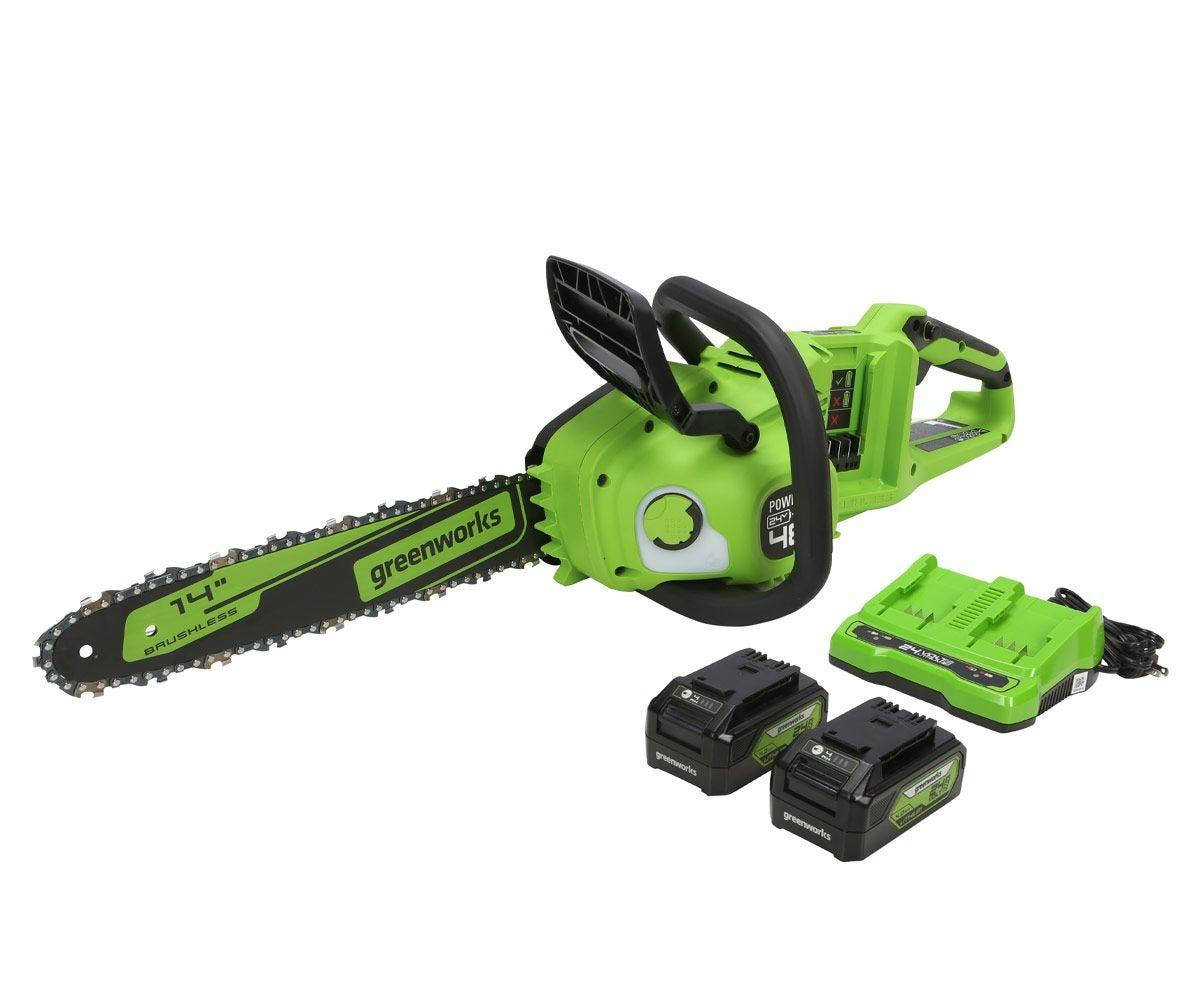 

Бесщёточная аккумуляторная цепная пила Greenworks GD24X2CS36 48 V с АКБ и ЗУ 48V (2 X 24V) Новинка 2020 года