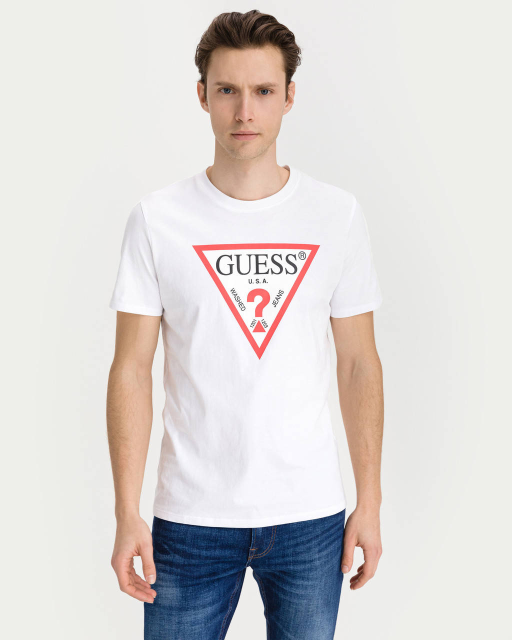 

Белая футболка Guess Logo футболки Гесс унисекс