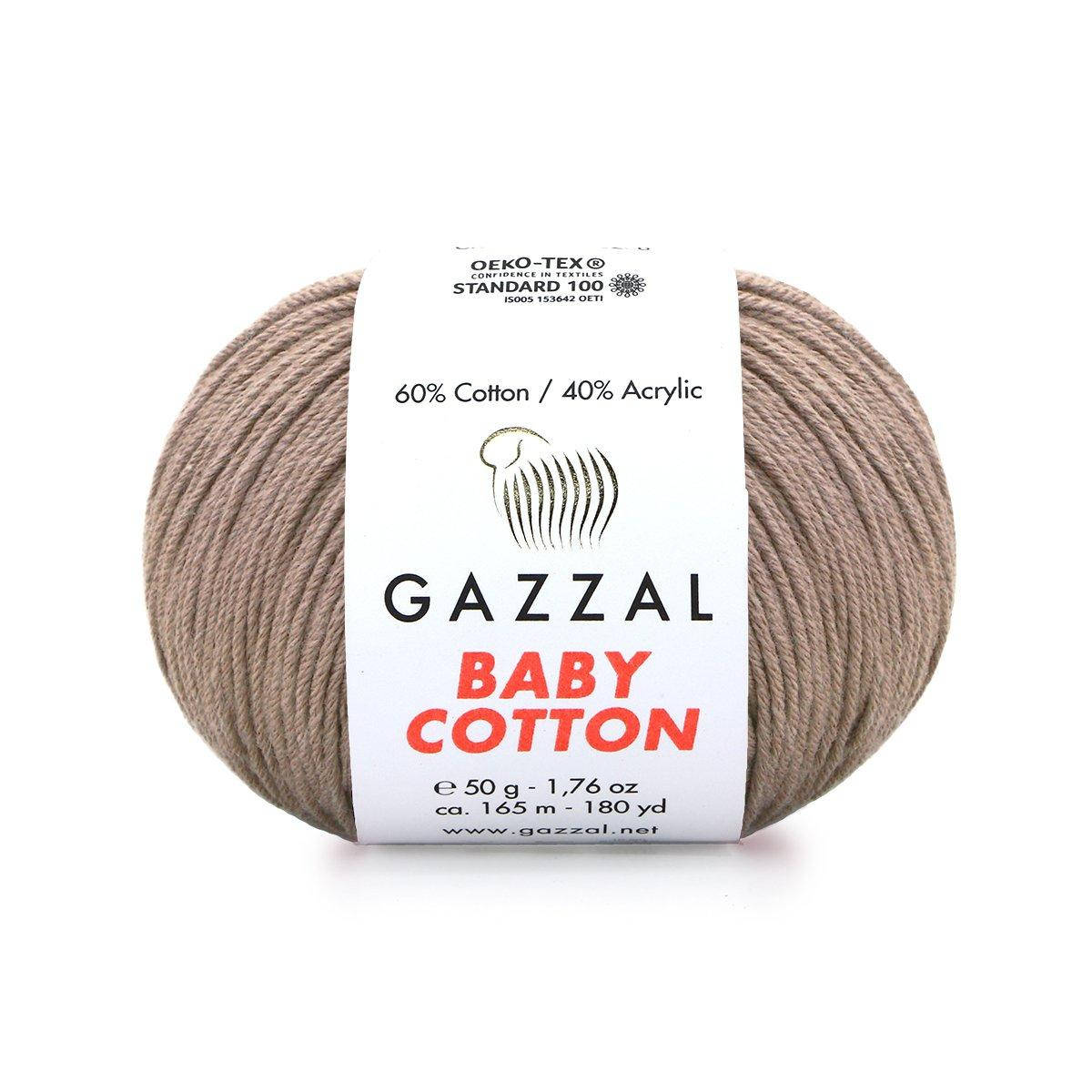 

Мягкая пряжа с хлопком Gazzal Baby Cotton 3434 мокко, Коричневый