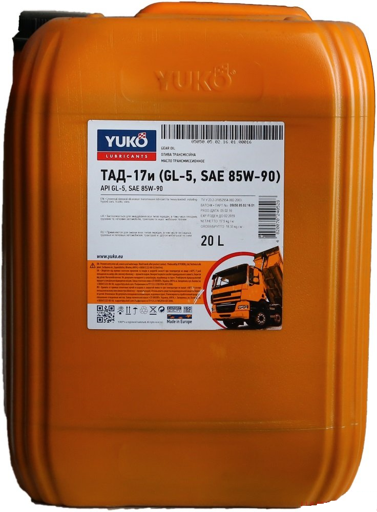 

Масло трансмиссионное YUKO ТАД-17И (GL-5, SAE 85W90) (18кг/20л)