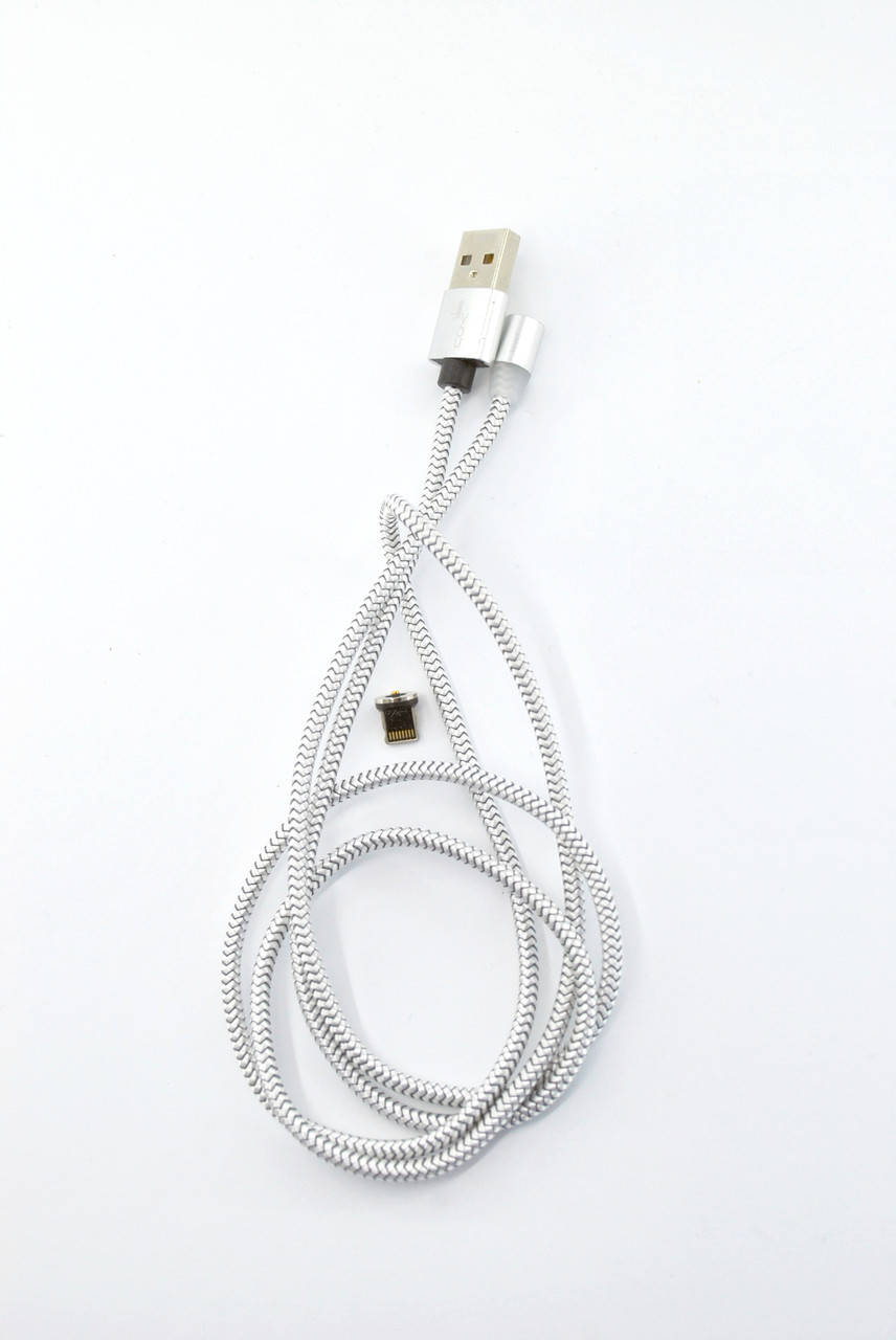 

Кабель Usb Lightning 4you Magnetic silver (2000mah, плетение Питон, 360град.)