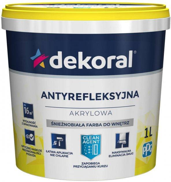 

Краска акриловая антибликовая Dekoral 1 л Снежно-белая, Белый