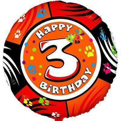 

Фольгированный шар с рисунком Flexmetal Круг 18" Happy Bithday цифра 3