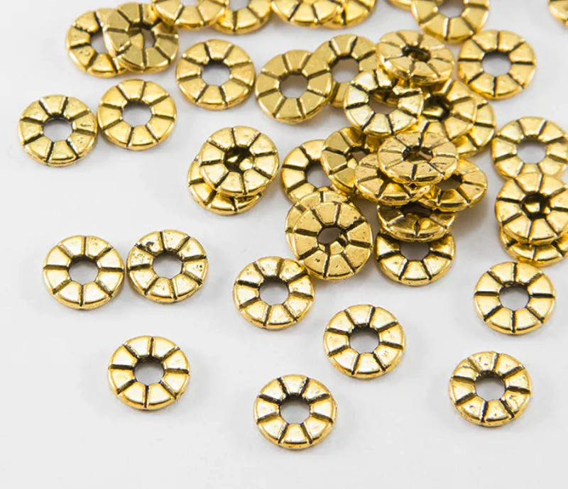 

Бусина разделитель металлическая шайба Солнце золото античное 8х1,5 мм