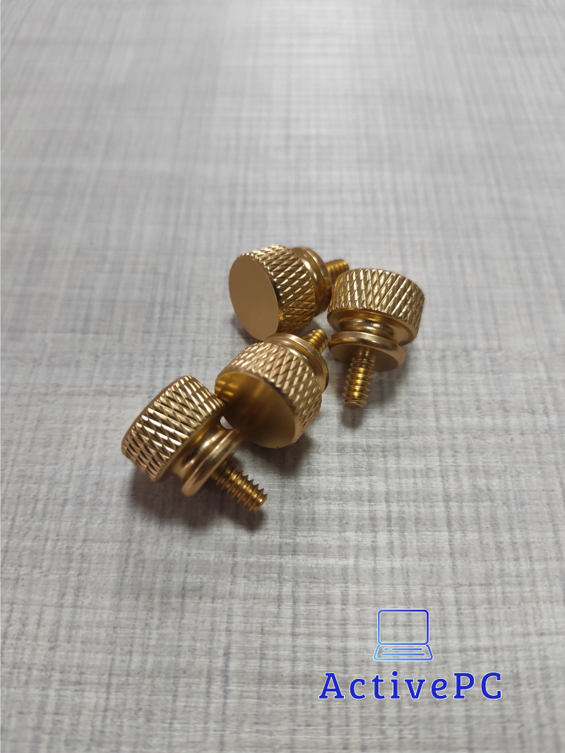 

Винт для крепления корпуса БП ПК PSU 6/32 6мм накатка алюм. 4шт золото