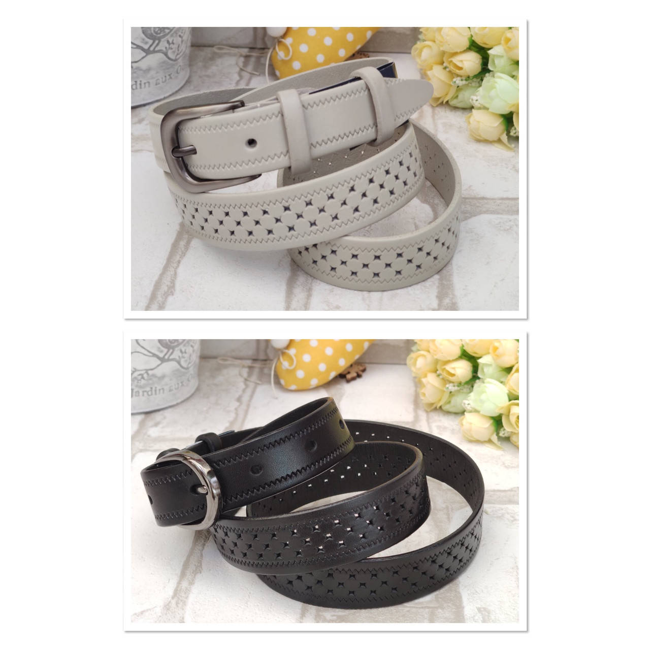 

Ремень кожаный с перфорацией, классическая пряжка.