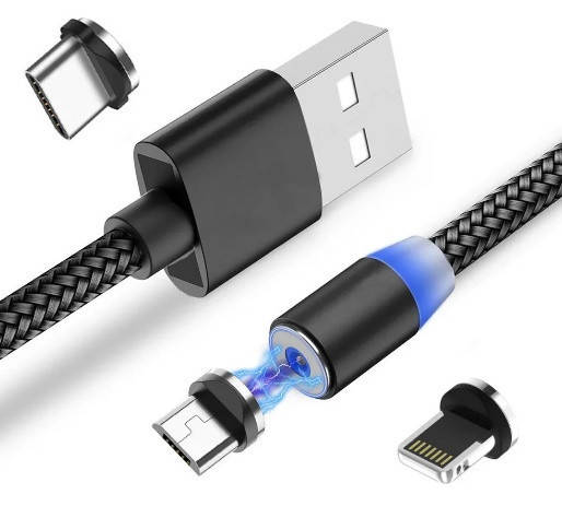 

Кабель магнит круглый 3в1 (micro, lightning, typeC)