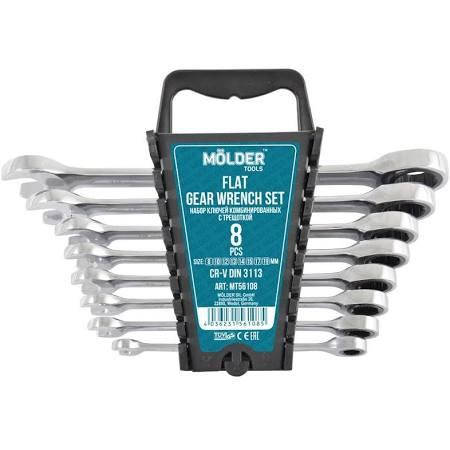 

Набор ключей комбинированных Molder CR-V с трещоткой (8 шт) 8-19 мм MT56108