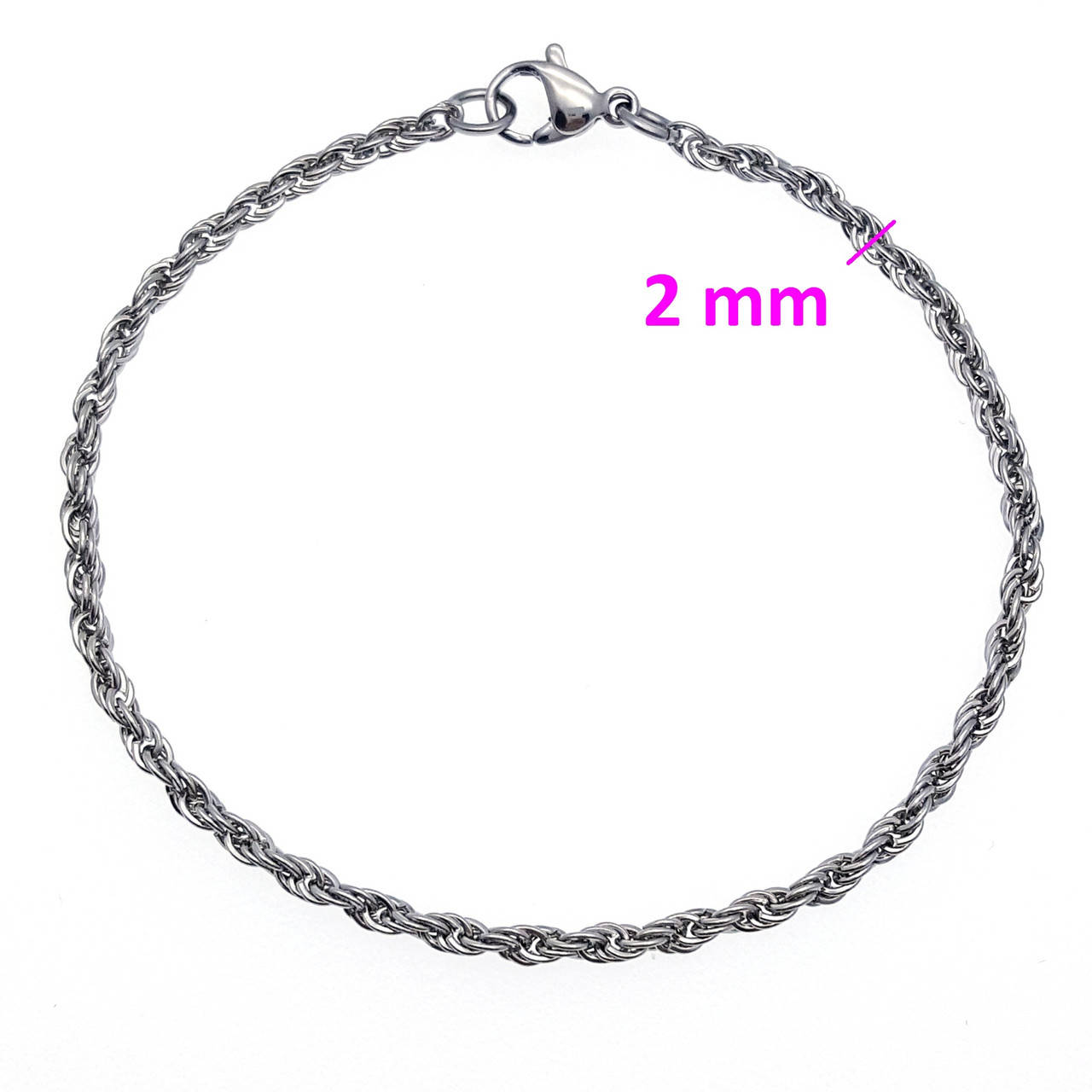 

Браслет нержавейка, Веревочка, р.18