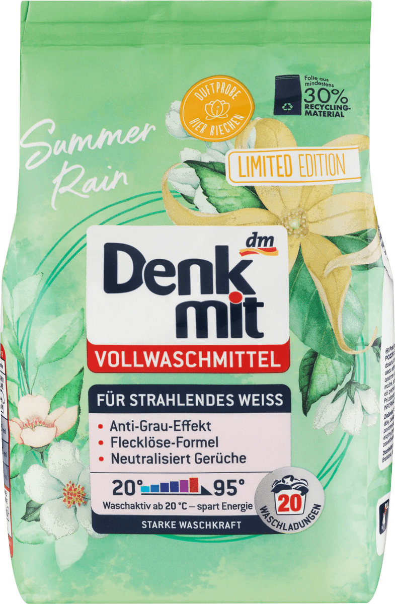 

Стиральный порошок для белого белья Denkmit Vollwaschmittel Summer Rain,1,3 kg.