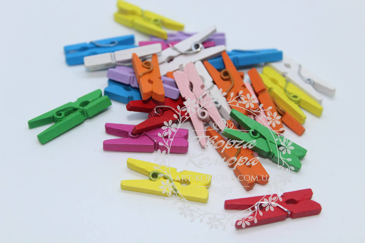

Прищепки декоративные цветные. Размер: 25 х 8 мм Цвет: микс