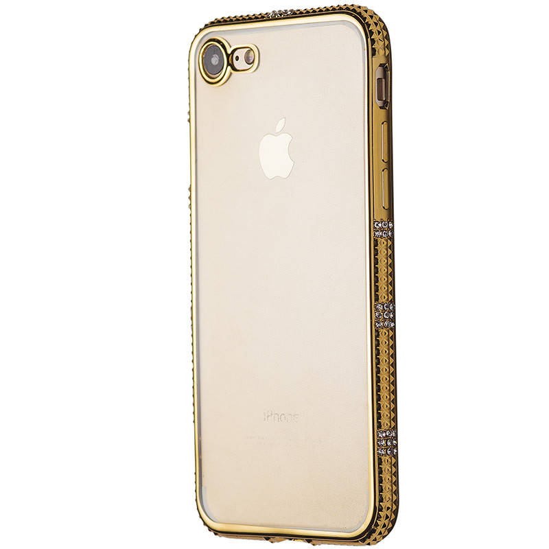 

Чехол-накладка DK силикон с хром бортом шипы любви для Apple iPhone 7 / 8 (gold)